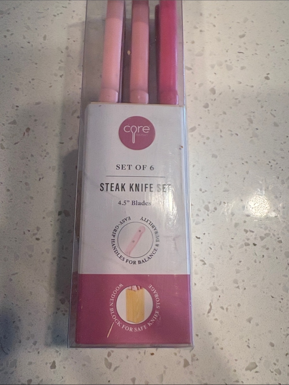 Core Pink Steak Knife Set - Set of 6